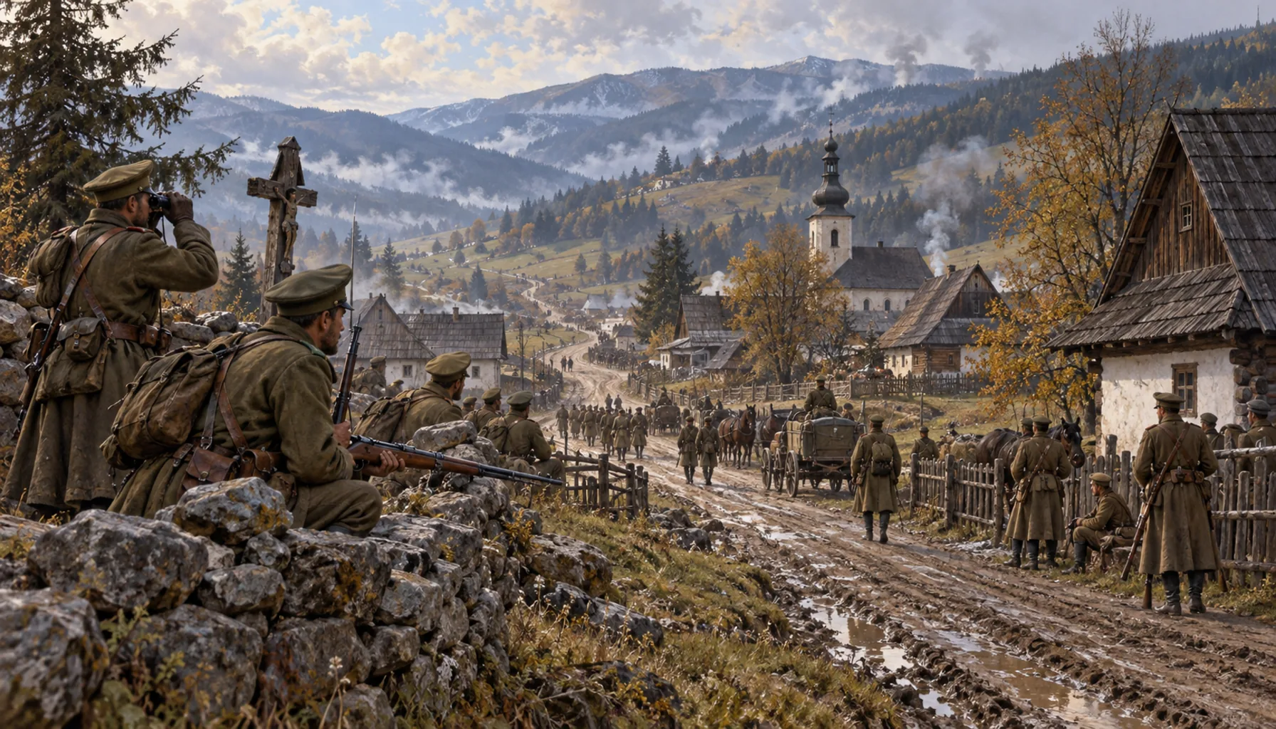 The pass road becomes a front