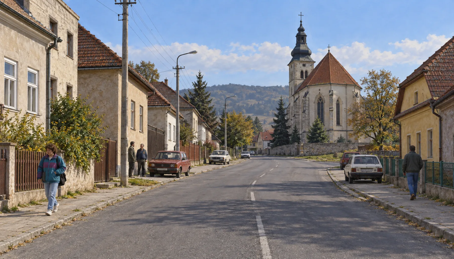 A village with a cathedral chapel
