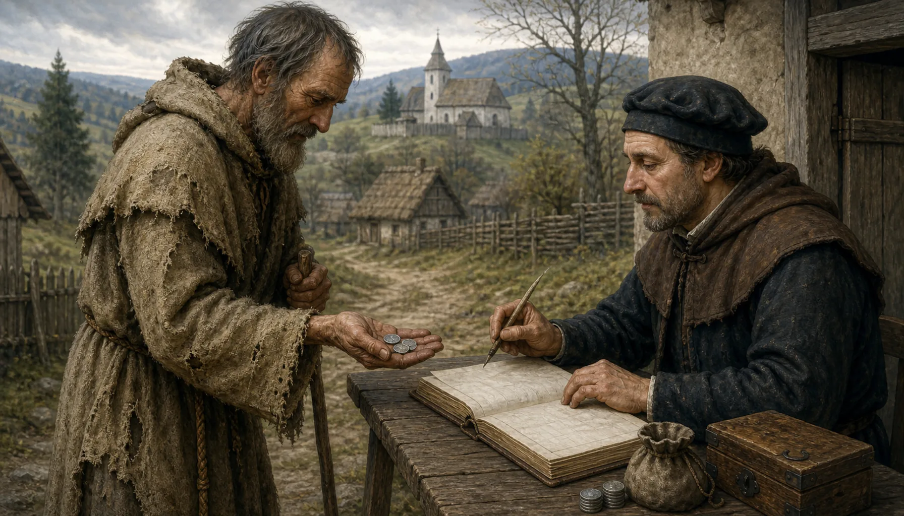 A poor hermit pays four groschen