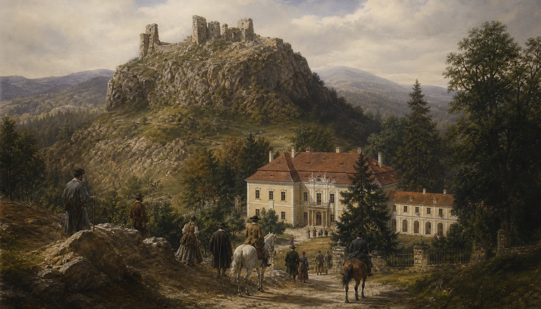 Down from the rock, into the manor