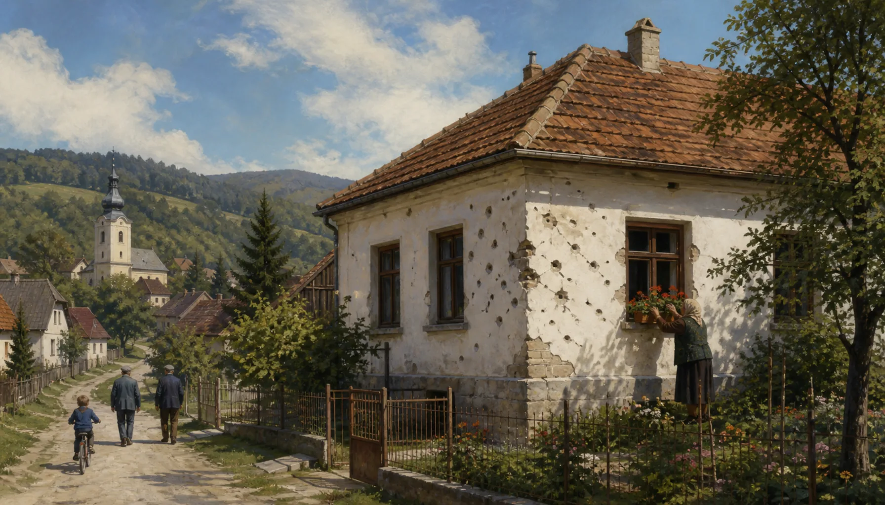 A memorial that is still somebody's home