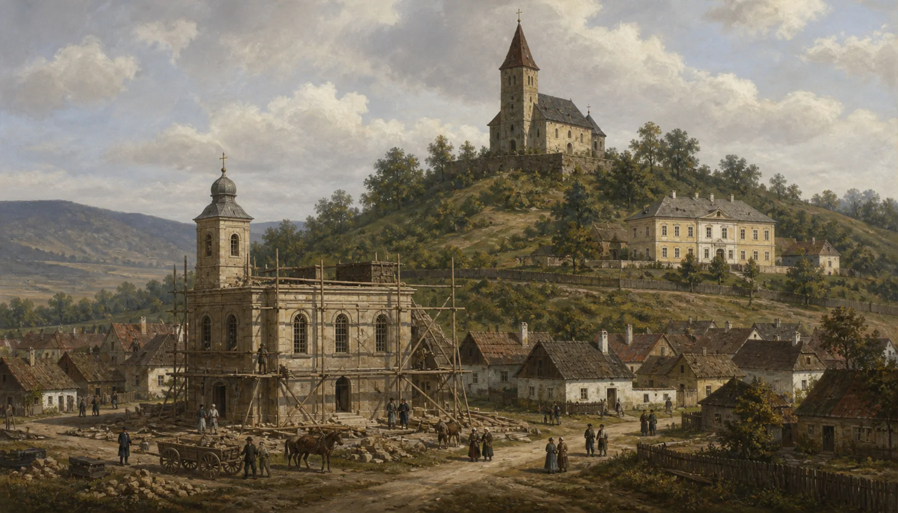 A second church, and a storey on the manor
