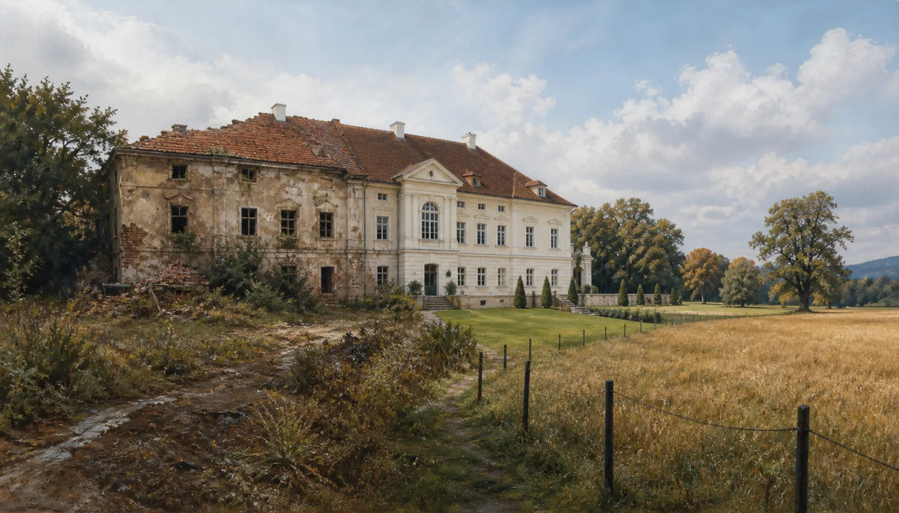 A private house and a protected field