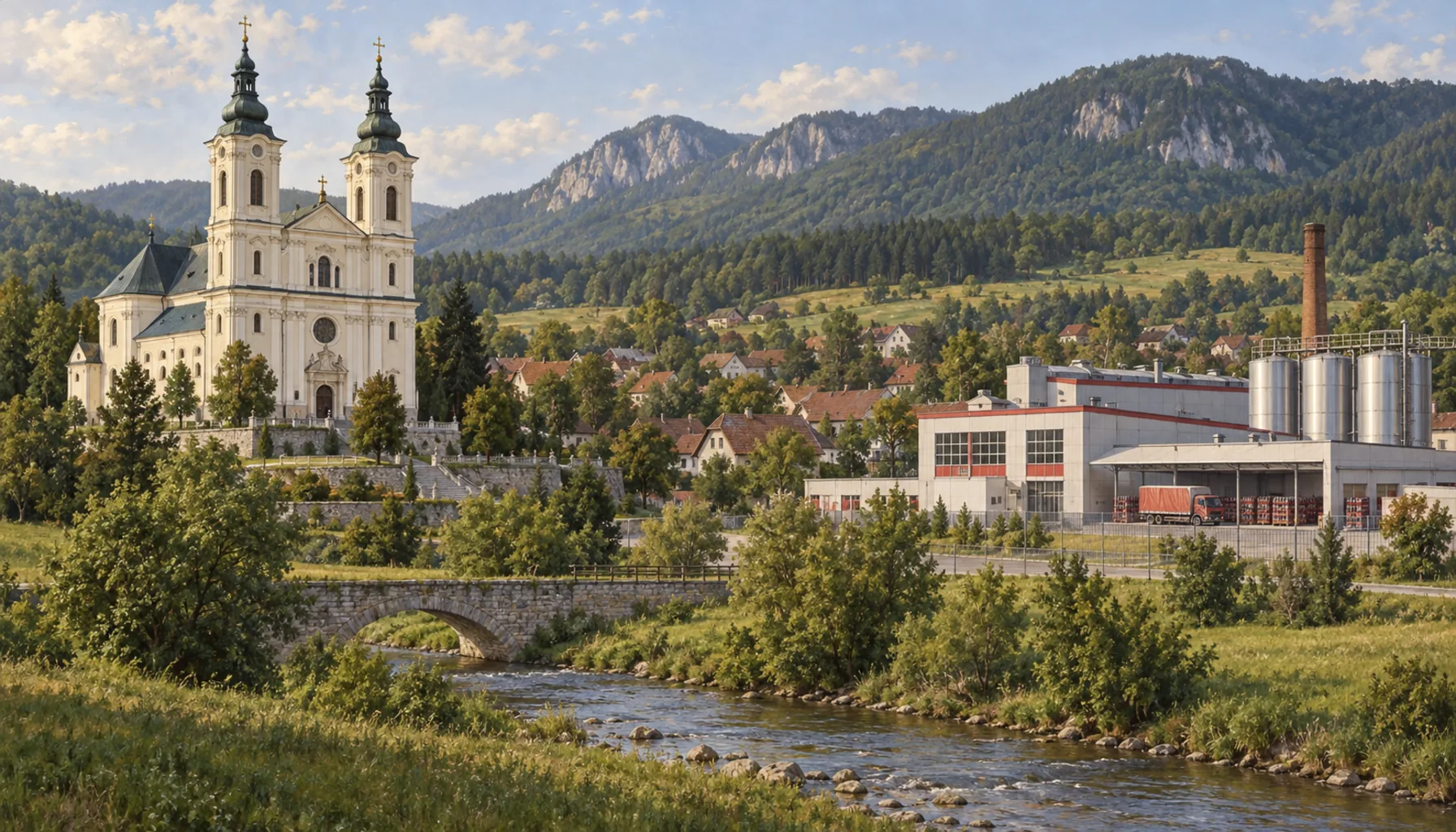 A basilica, and a cola factory