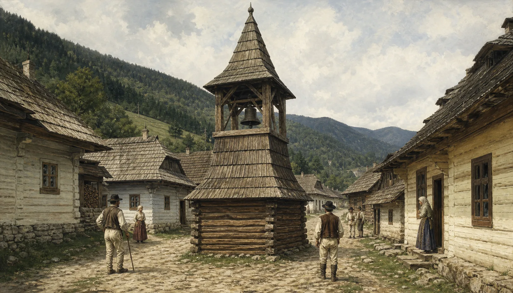 The bell tower in the middle of the lane