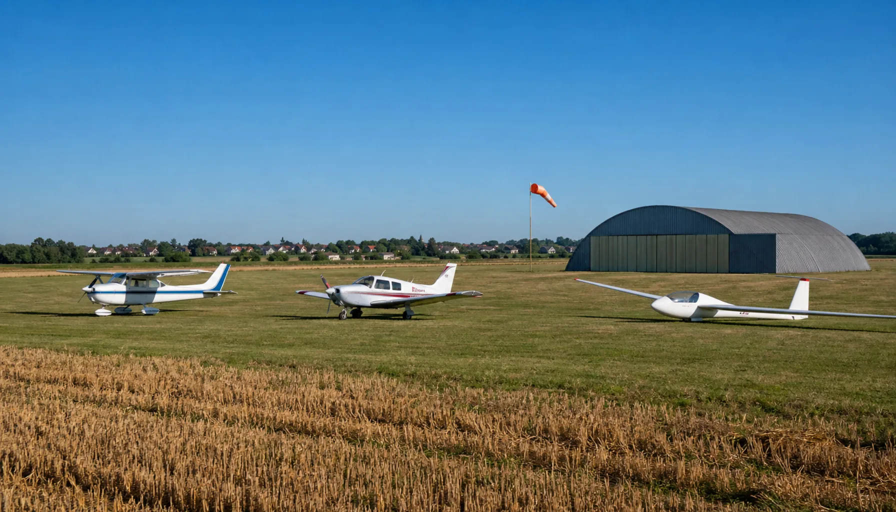 Nitra’s airfield at Janíkovce — light aircraft on the grass beside the fields