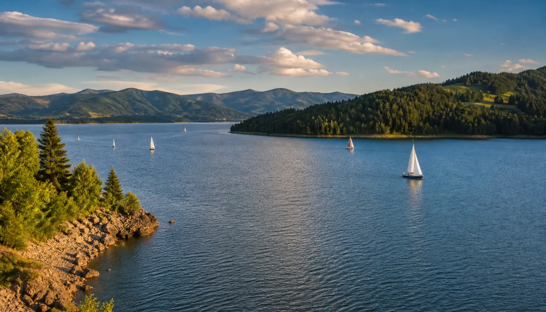 The open water of the Orava reservoir — the "Slovak sea" — near Námestovo