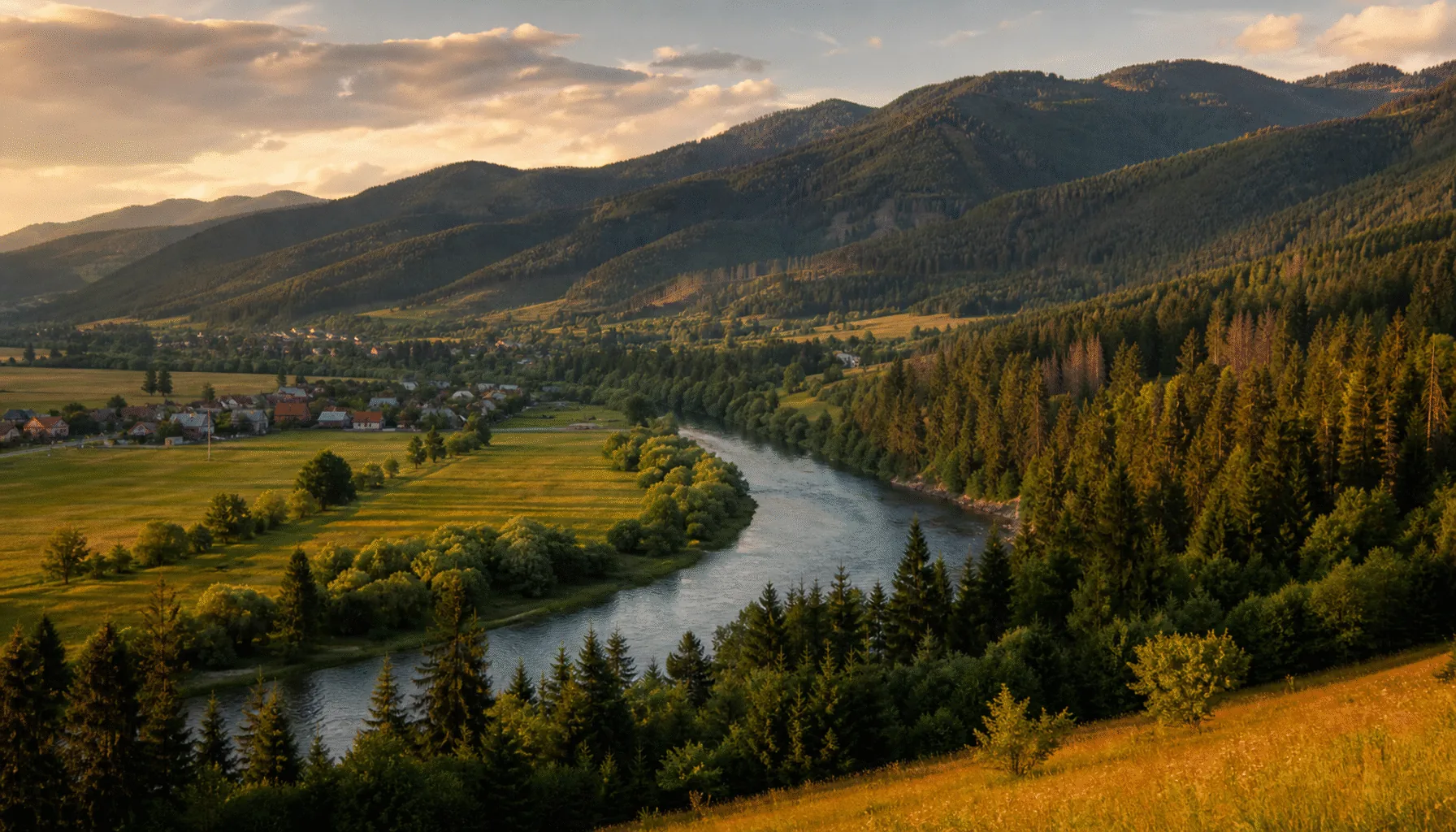 The Hron valley beneath the southern slopes of the Low Tatras