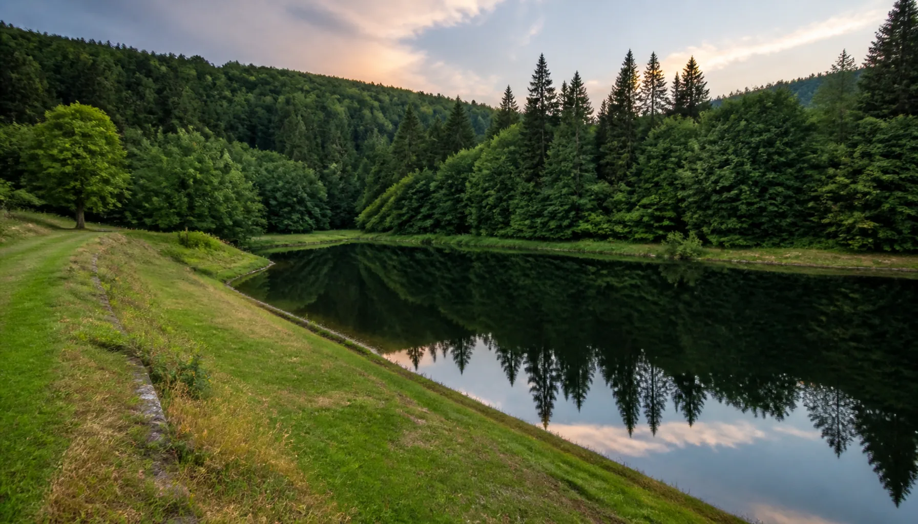 A tajch — one of the old mining reservoirs in the hills above the town