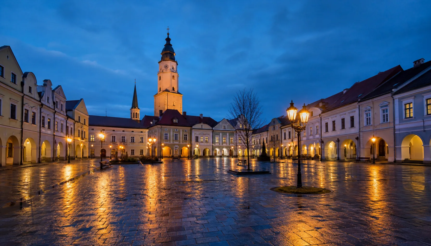 The arcaded Mariánske námestie, Žilina's main square