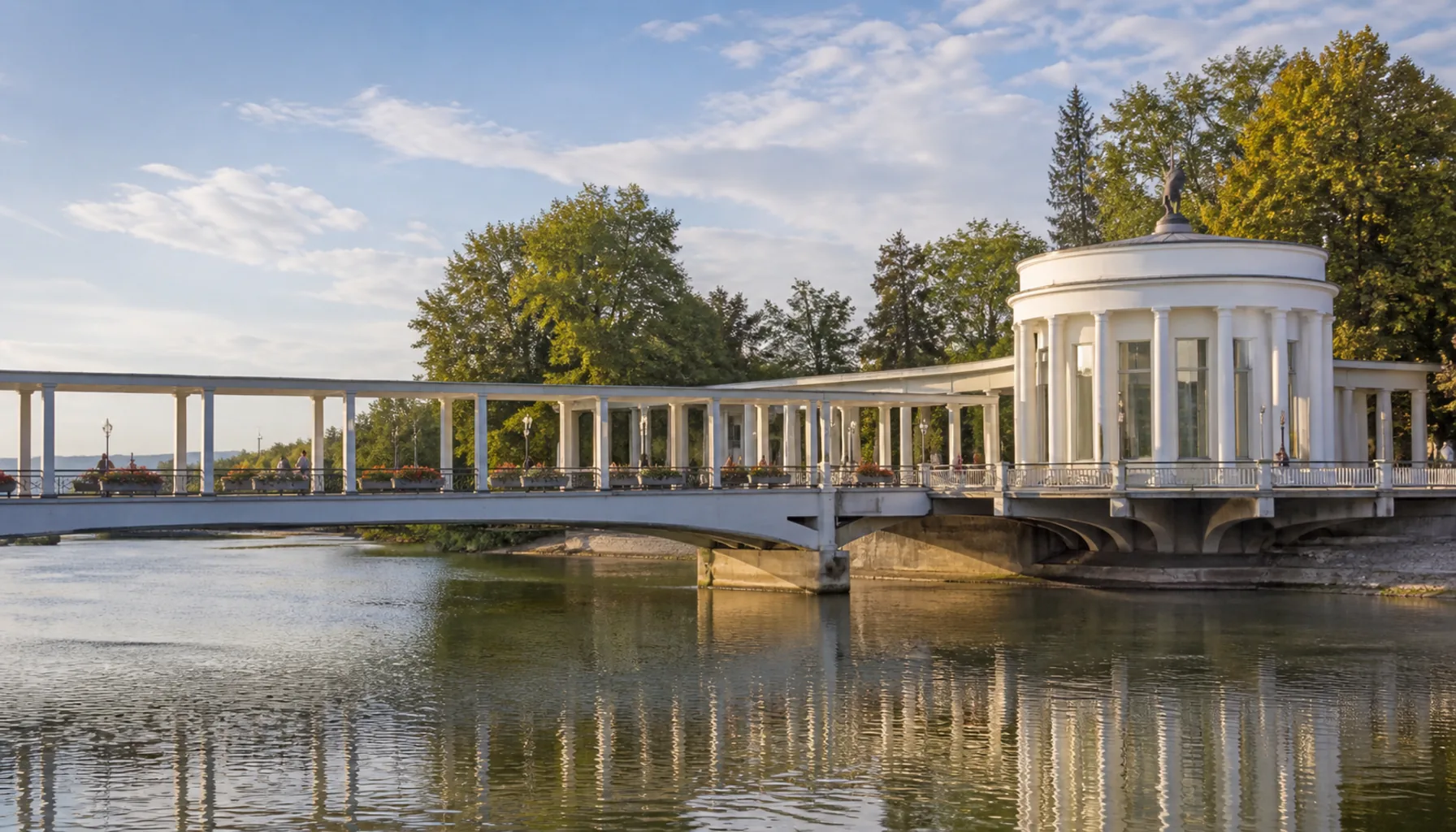 The Colonnade Bridge over the Váh, the gateway to Piešťany's Spa Island and Slovakia's best-known spa
