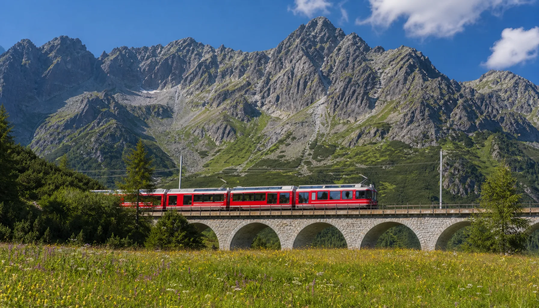 The little red Tatra electric railway, threading the resorts along the southern rim
