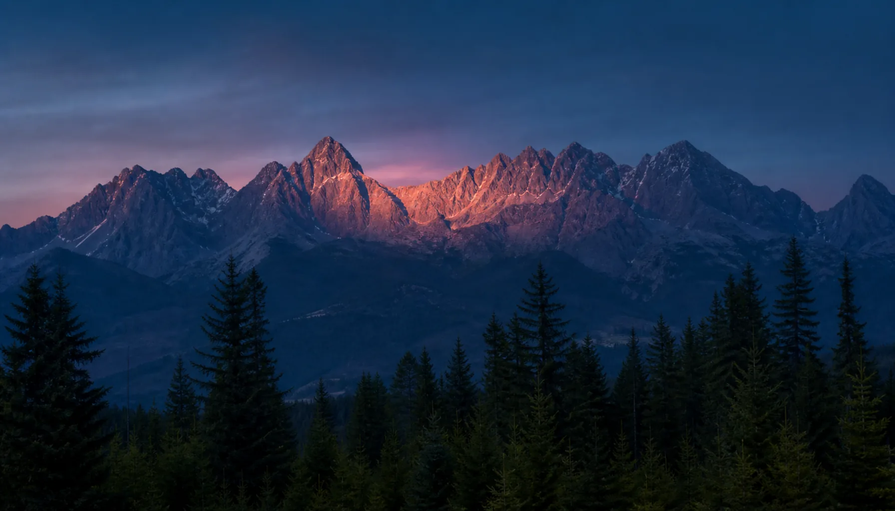 The High Tatras at dusk — page background