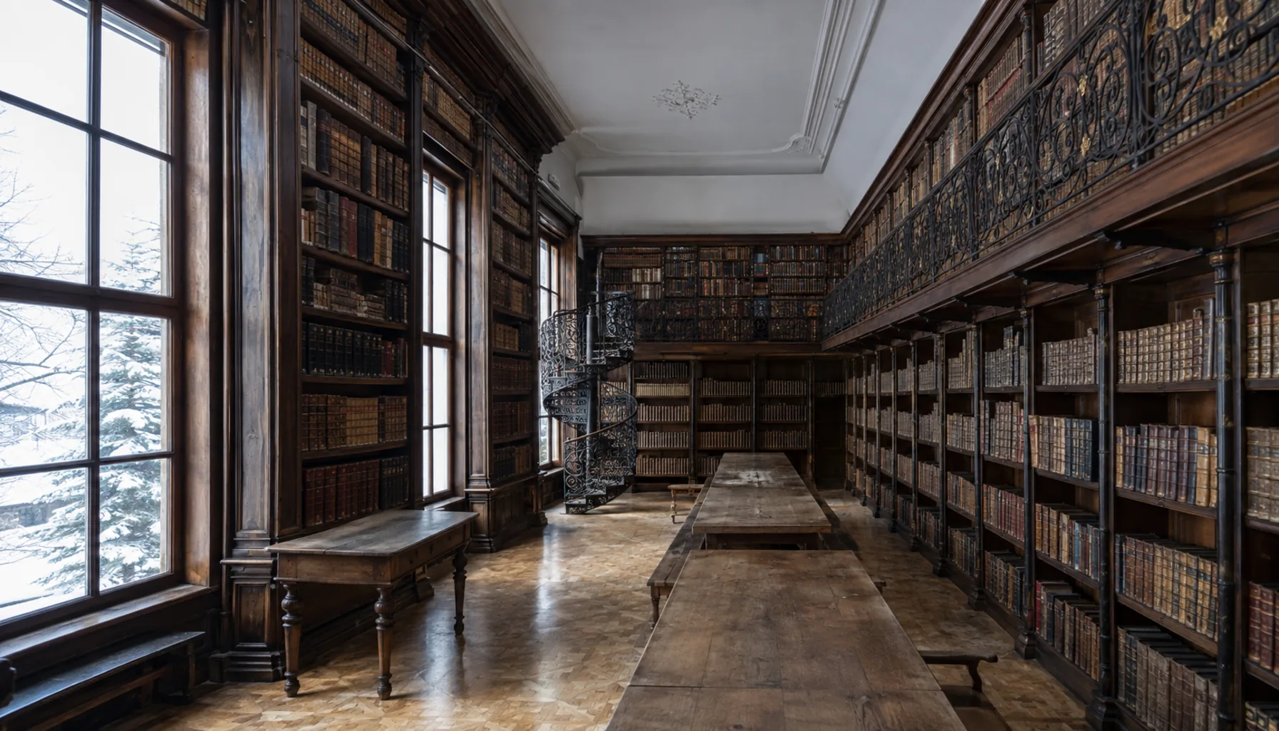 The galleried hall of the Čaplovič library in Dolný Kubín, one of the largest historic private collections in Slovakia