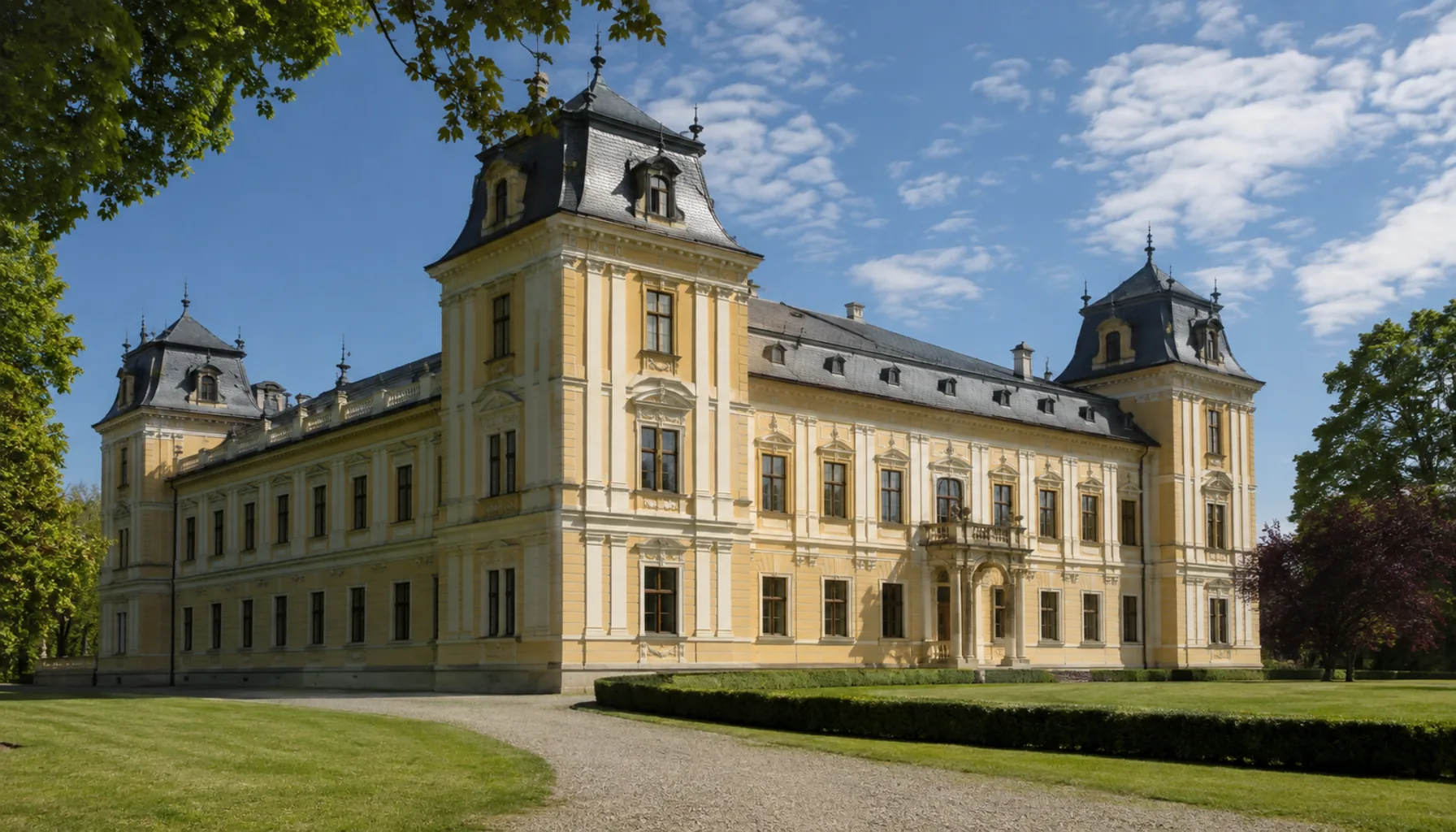 The Drugeth chateau in the centre of Humenné, rebuilt as a four-winged Renaissance residence and given its neo-Renaissance front in the nineteenth century