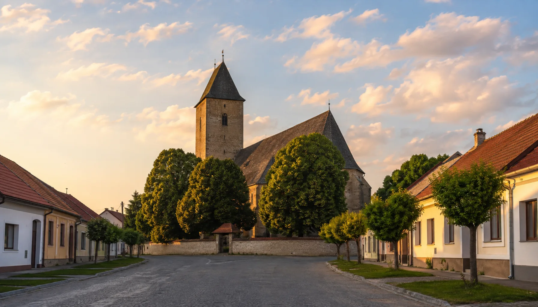 The Gothic church of St Martin at the head of Lipany's long square, among the lime trees the town is named for