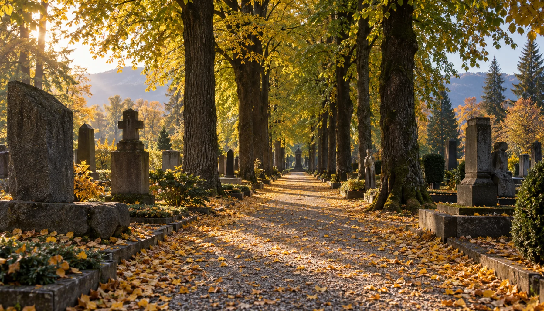 The avenue of limes through the National Cemetery in Martin, where a great part of the country's literary and scholarly past is buried