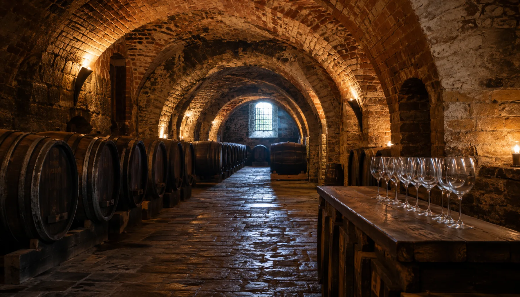 The vaulted cellar under Pezinok castle, where the national wine salon is poured