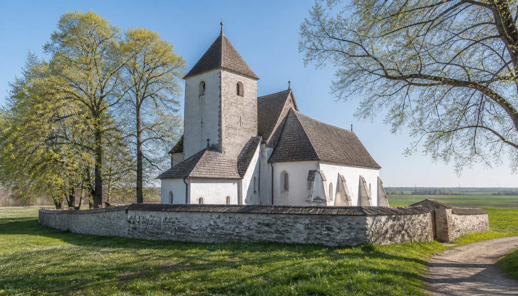 The medieval Reformed church at Šamorín in its walled churchyard