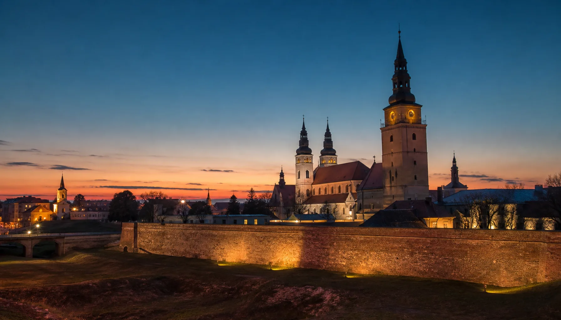 Trnava's towers at dusk — page background