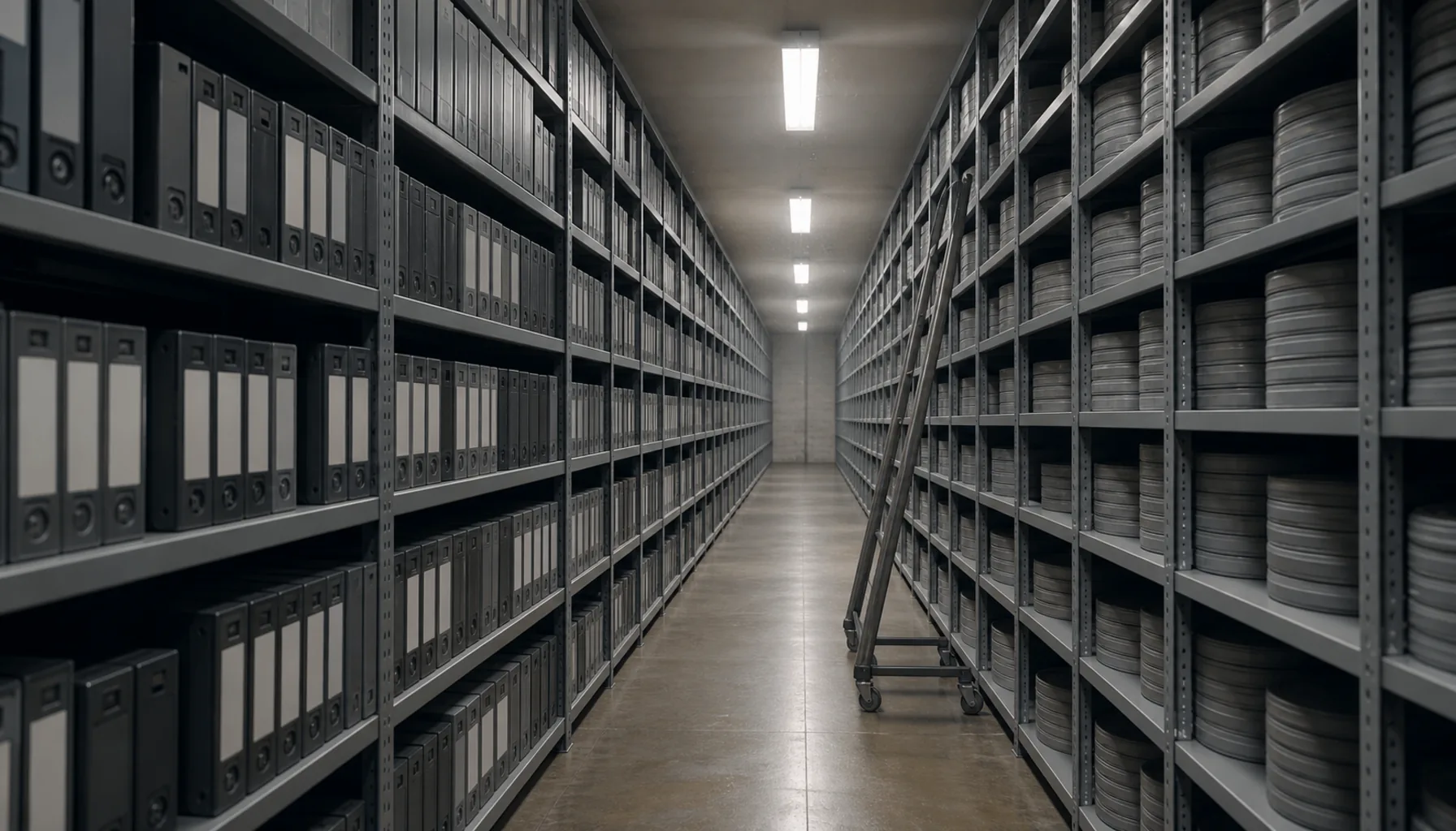 A broadcaster's tape archive, the raw material of a channel built on repeats
