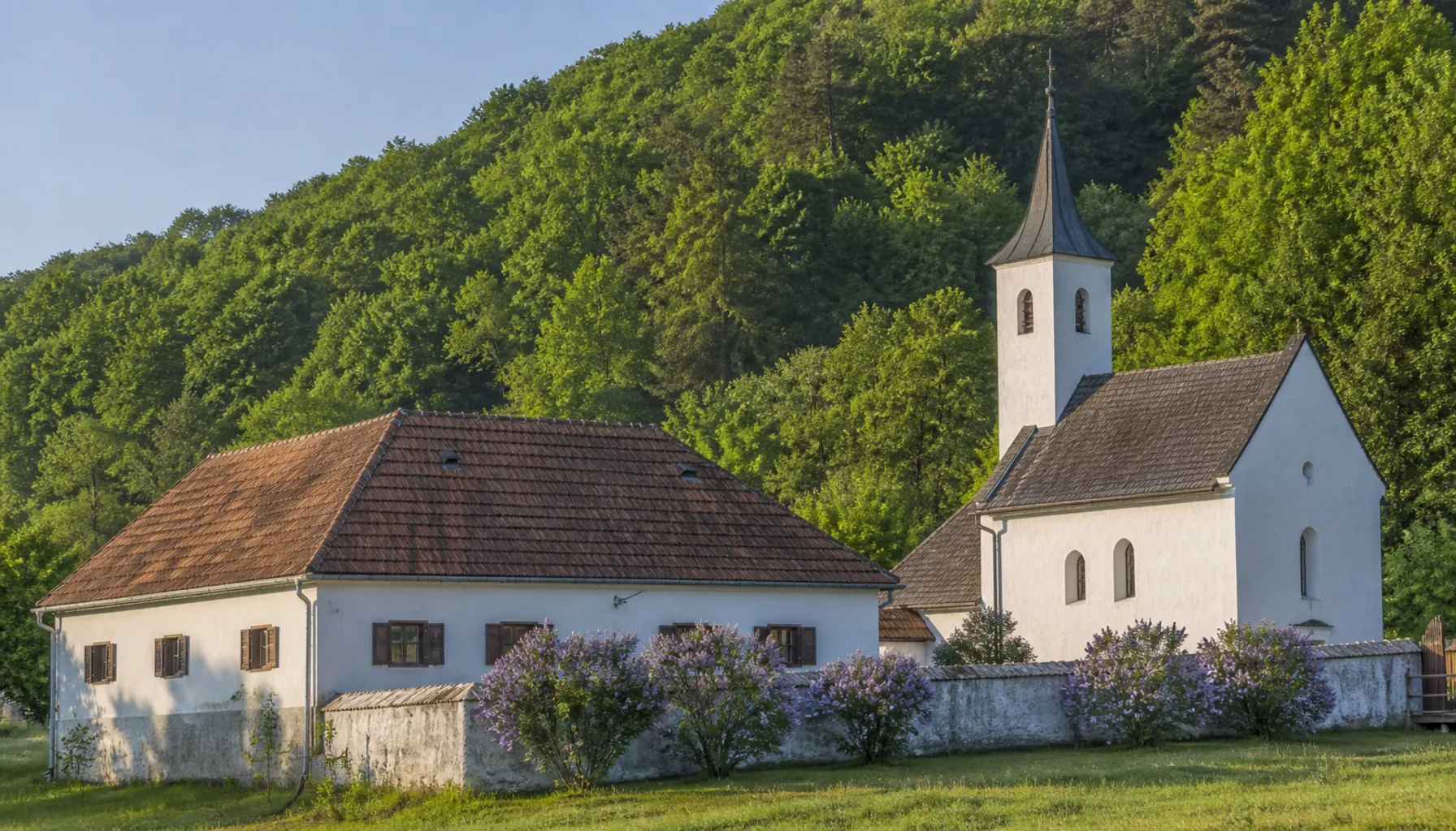 The Lutheran parish house at Hlboké, where the 1843 agreement was made, with the church beside it