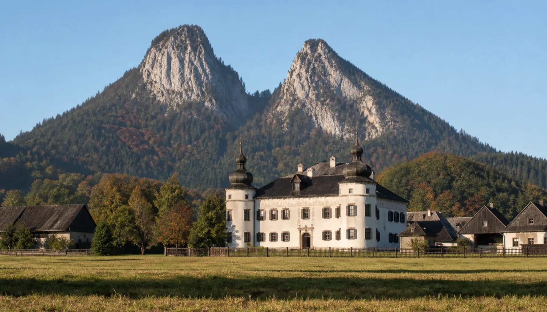 The Kubínyi manor at Vyšný Kubín below the limestone crags of Ostrá and Tupá