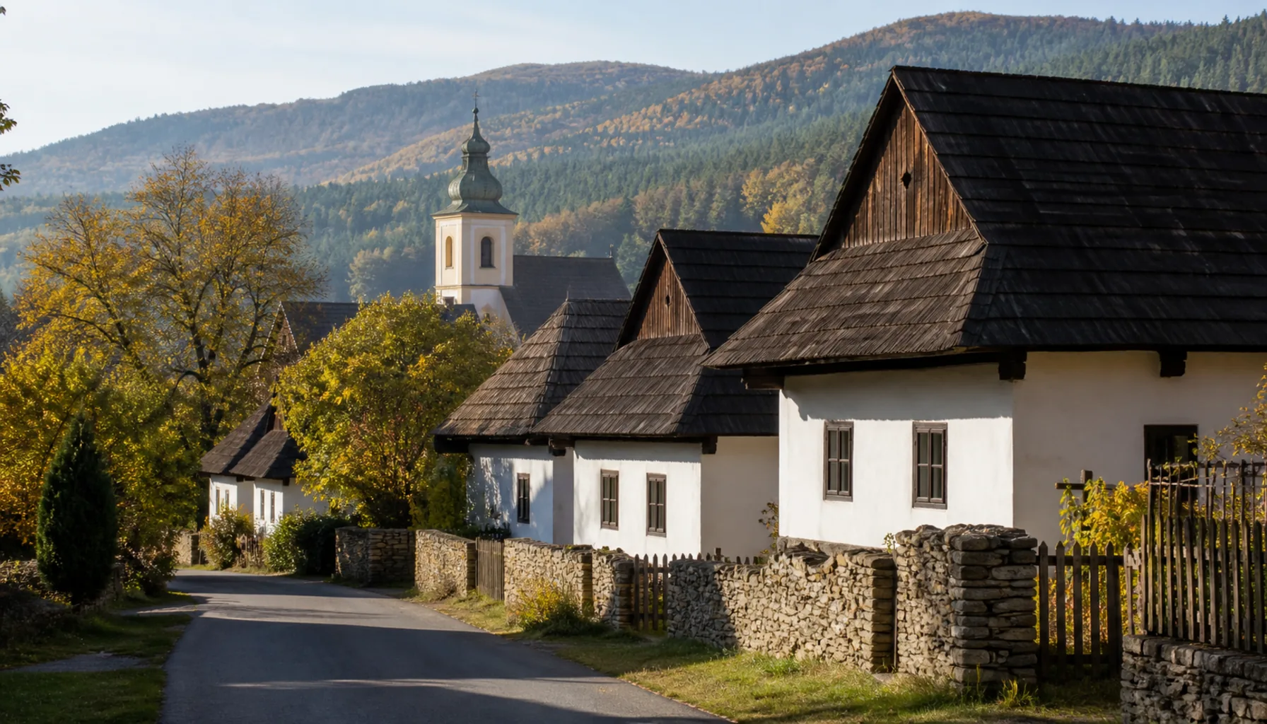 A village street in the Gemer valleys under the Slovak Ore Mountains